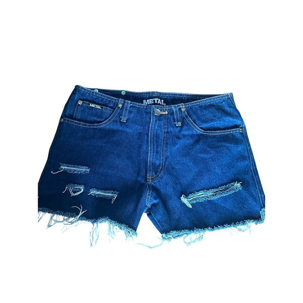 Metal distressed Jean shorts cotton made in USA